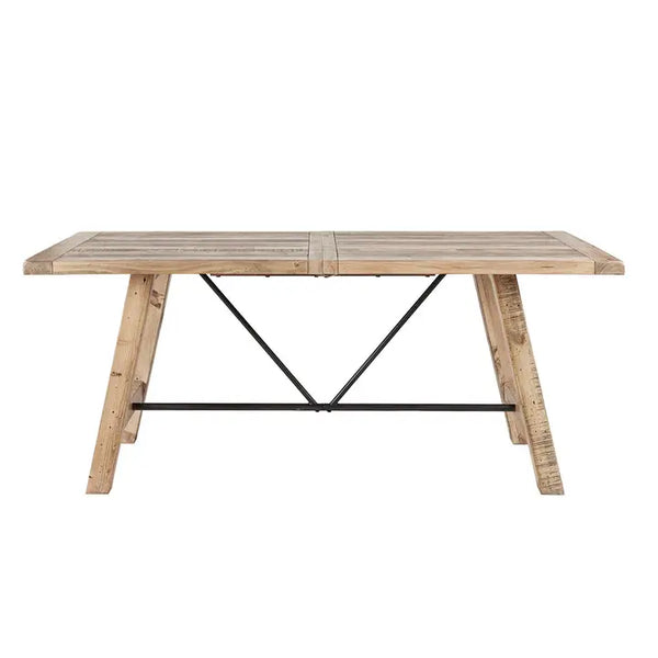 Reclaimed Natural Wood Dining Table with Metal Support