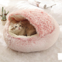 2 In 1 Pet Winter Bed Round Plush Warm Bed