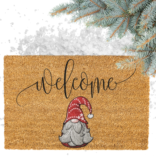 Welcome Christmas Gnome Coir Doormat