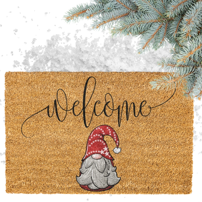 Welcome Christmas Gnome Coir Doormat