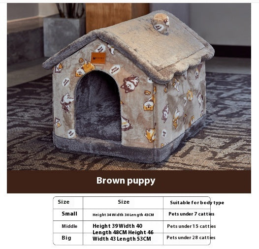 Foldable Pet Winter Villa Bed