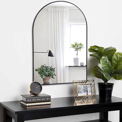 Black 20x30 Inch Metal Arch Bathroom Mirror