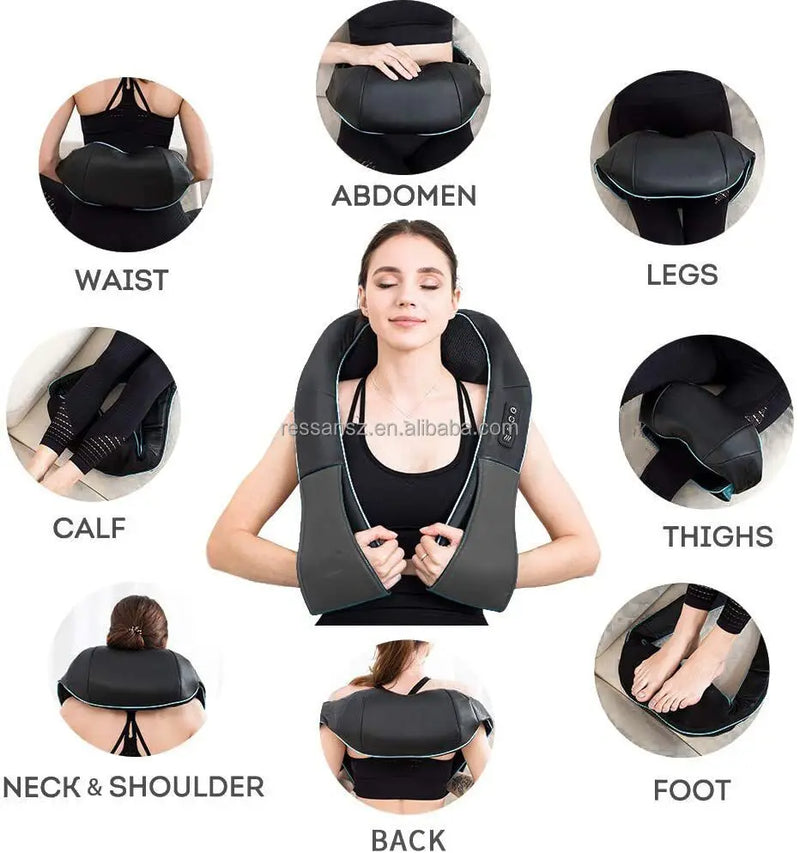 Neck Massager Deep Tissue 3D Kneading Portable, with Heat, Shiatsu Massager for Neck, Back, Shoulder, Foot