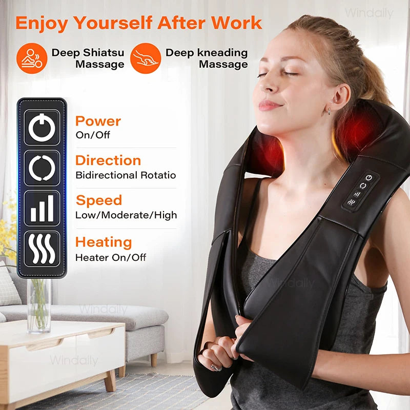 Shiatsu Neck and Shoulder Massager With Heat Electric Back Massager for Christmas, Thanksgiving