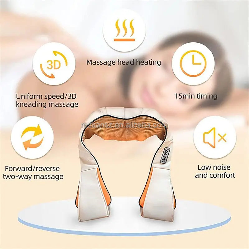 Neck Massager Deep Tissue 3D Kneading Portable, with Heat, Shiatsu Massager for Neck, Back, Shoulder, Foot