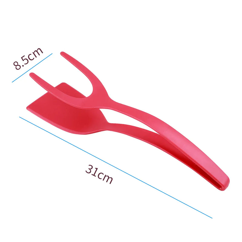 2 In 1 Nylon Grip Flip Tongs Egg Spatula Tongs Steak Spatula Tongs Clamp Pancake Fried Turners Kitchen Accessories