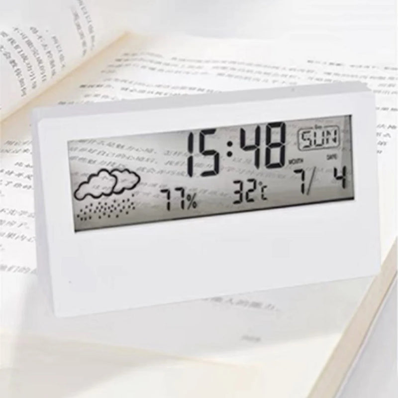 Thermo-Hygrometer Clock Creative Weather Display Electronic Alarm CLock Desktop Table Decor For Living Room Bedroom