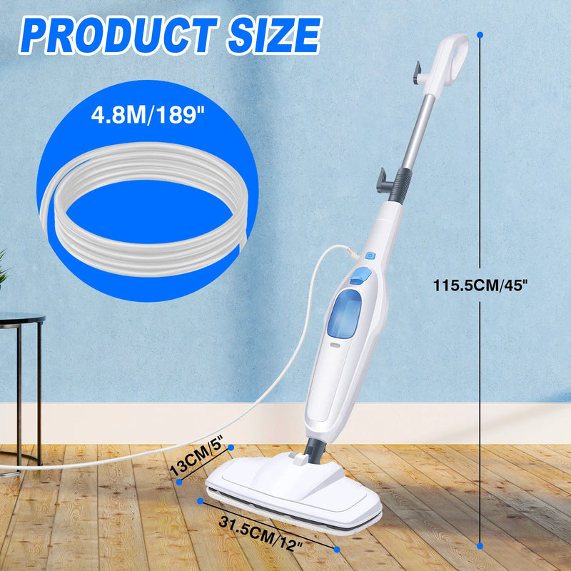 DayPlus Steam Mop & Detachable Steam Cleaner, 1500W Powerful Floor Steamer for Carpet Laminate Hardwood,2 Washable Pads, 400ml