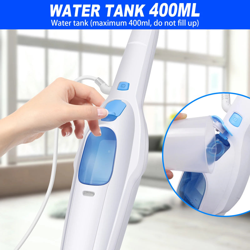 DayPlus Steam Mop & Detachable Steam Cleaner, 1500W Powerful Floor Steamer for Carpet Laminate Hardwood,2 Washable Pads, 400ml