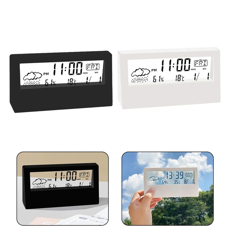 Thermo-Hygrometer Clock Creative Weather Display Electronic Alarm CLock Desktop Table Decor For Living Room Bedroom