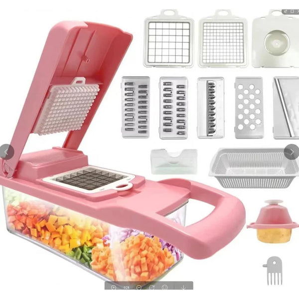 Kitchen vegetable cutter Multi-functional home vegetable cutter Potato cutter slicer Salad dicer Grater,14pcs