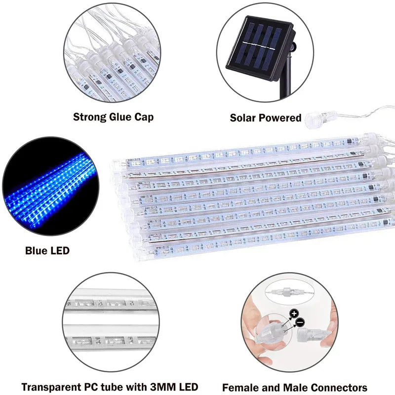Solar Led Light Outdoor Meteor Shower Rain Lights Waterproof Garden Decor Outdoor Street Garland New Year Christmas Decoration