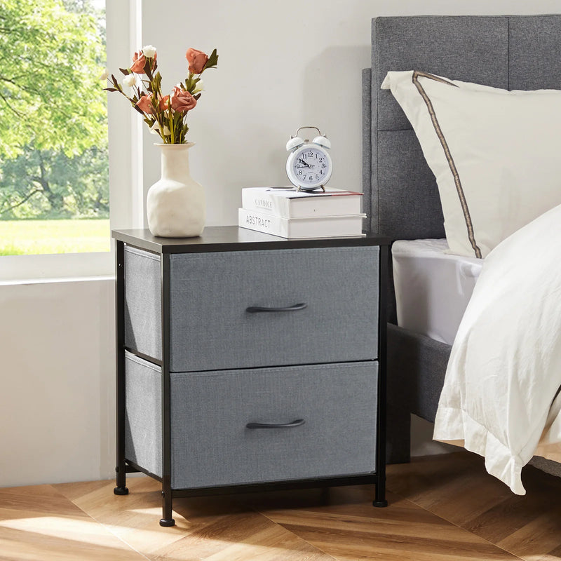 JHK Nightstand For Bedroom With 2 Fabric Drawers Bedside Sofa Table With Storage Closet Chest Clothes Display Cabinet Furniture