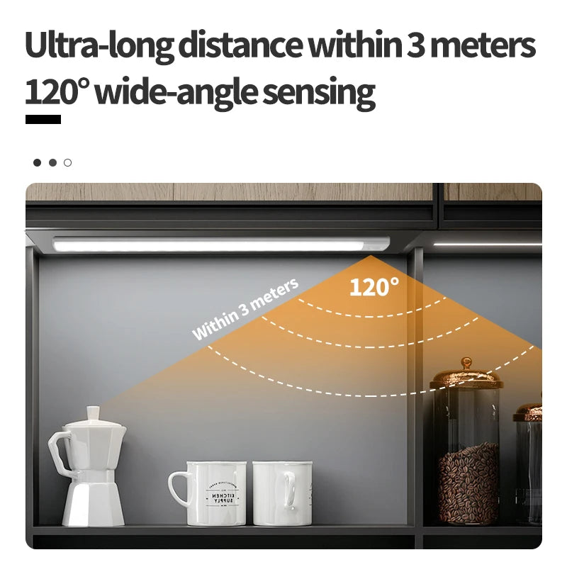 Cabinet Light USB Rechargeable Motion Sensor Led Three Colors In One Lamp For Kitchen Wardrobe Indoor Lighting 10/20/30/40/50cm