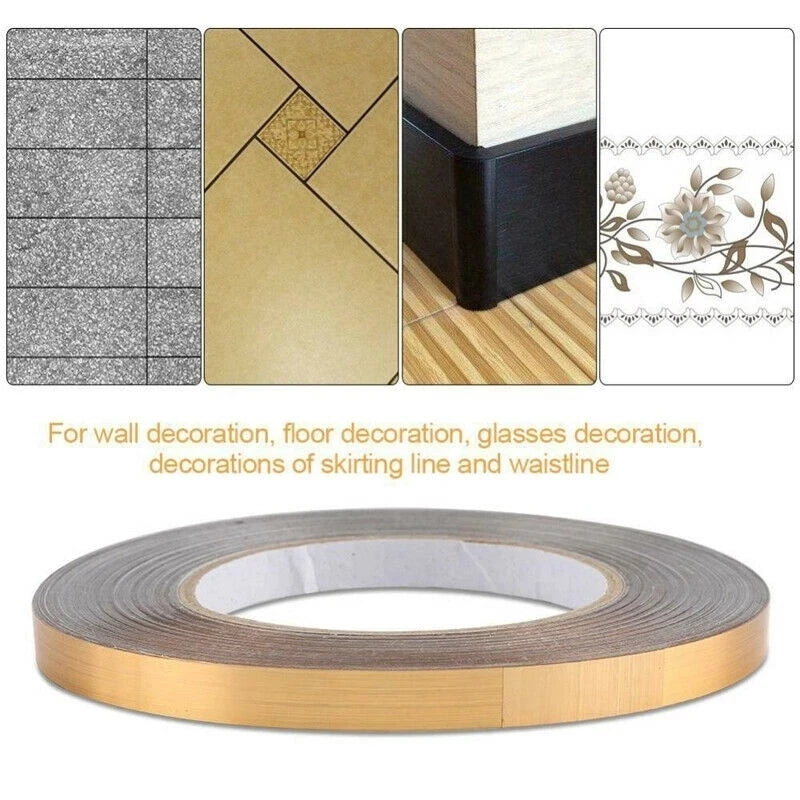 50M Brushed Gold Silver Floor Edging Waterproof Seam Wall Stickers Wall Gap Ceiling Home Decoration Self-adhesive Tile Tape