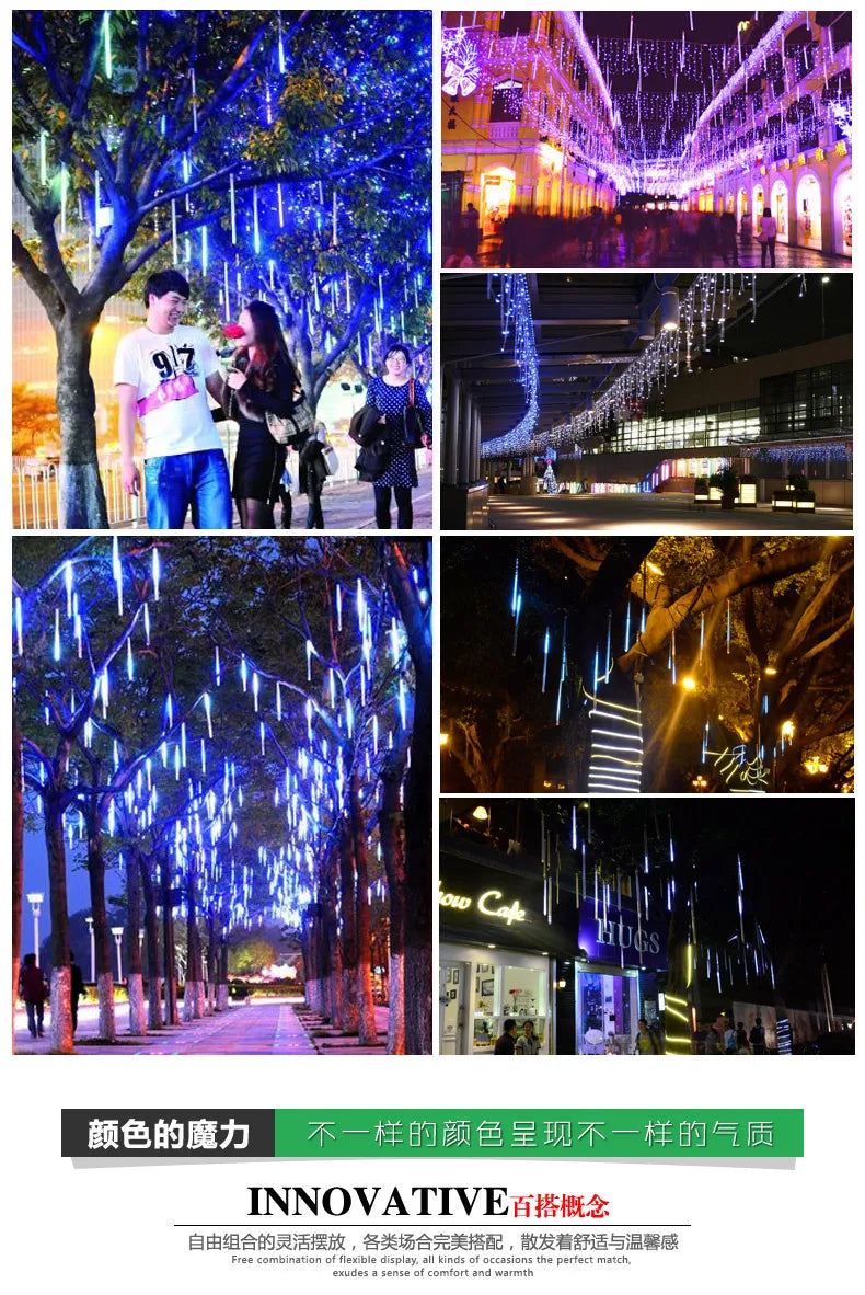 Solar Led Light Outdoor Meteor Shower Rain Lights Waterproof Garden Decor Outdoor Street Garland New Year Christmas Decoration