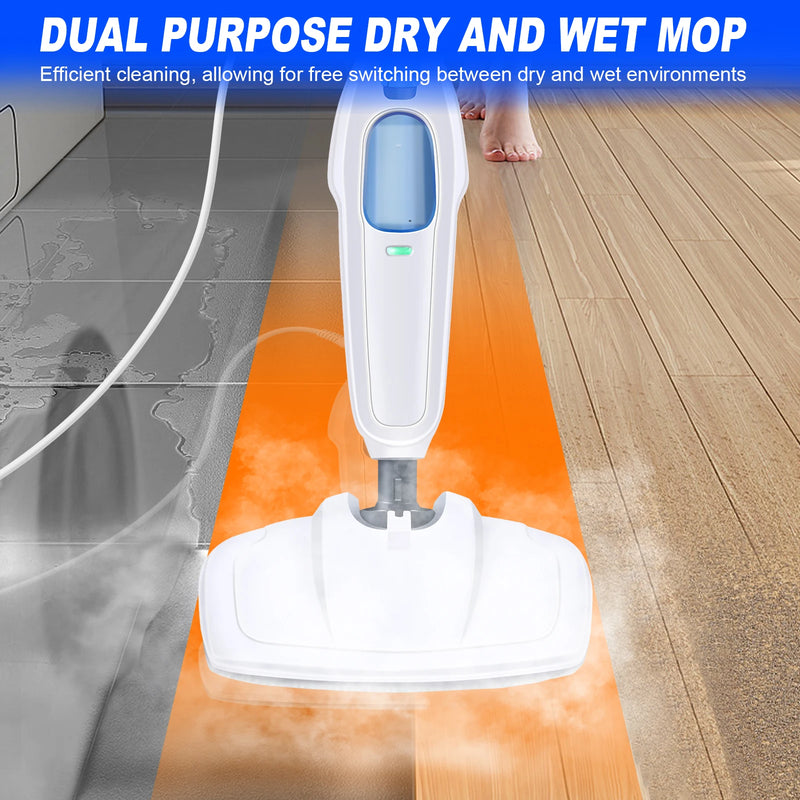 DayPlus Steam Mop & Detachable Steam Cleaner, 1500W Powerful Floor Steamer for Carpet Laminate Hardwood,2 Washable Pads, 400ml