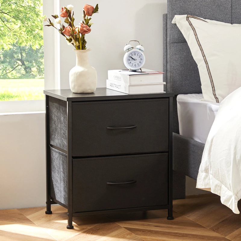 JHK Nightstand For Bedroom With 2 Fabric Drawers Bedside Sofa Table With Storage Closet Chest Clothes Display Cabinet Furniture