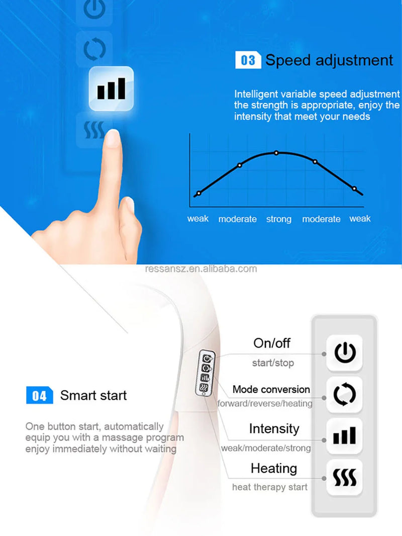 Neck Massager Deep Tissue 3D Kneading Portable, with Heat, Shiatsu Massager for Neck, Back, Shoulder, Foot