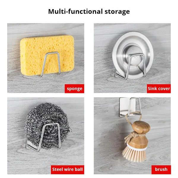 1pc Stainless Steel Sink Sponge Rack For Sponge Steel Wire Ball Draining Paste The Inner Wall Of The Sink Kitchen Supplies