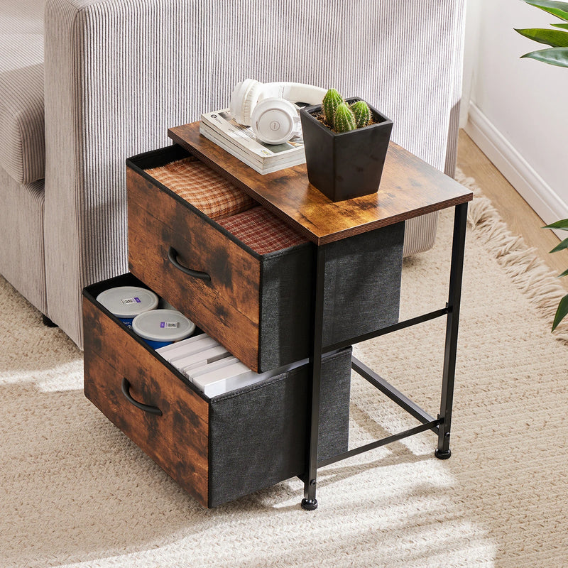 JHK Nightstand For Bedroom With 2 Fabric Drawers Bedside Sofa Table With Storage Closet Chest Clothes Display Cabinet Furniture