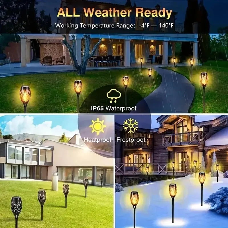 12LED Solar Flame Torch Light Flickering Light Waterproof Garden Decoration Outdoor Lawn Path Yard Patio Floor Lamp