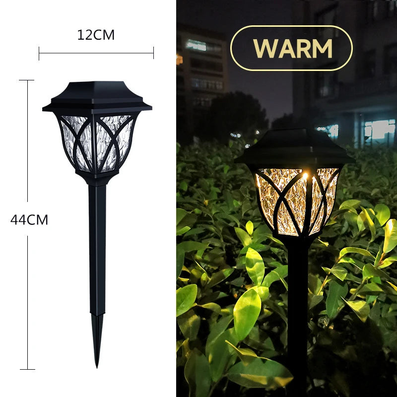 2pcs/Lot Led Solar Lawn Lights Outdoor Waterproof Warm Light Garden Decoration Lamp For Walkway Path Villa Yard Driveway