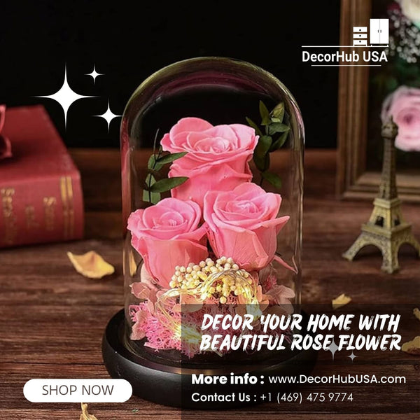 Wedding Birthday Valentine Day Gift Eternal Rose Flower Colorful Luminous Ornament For Women Mom Girlfriend Wife Home Decoration