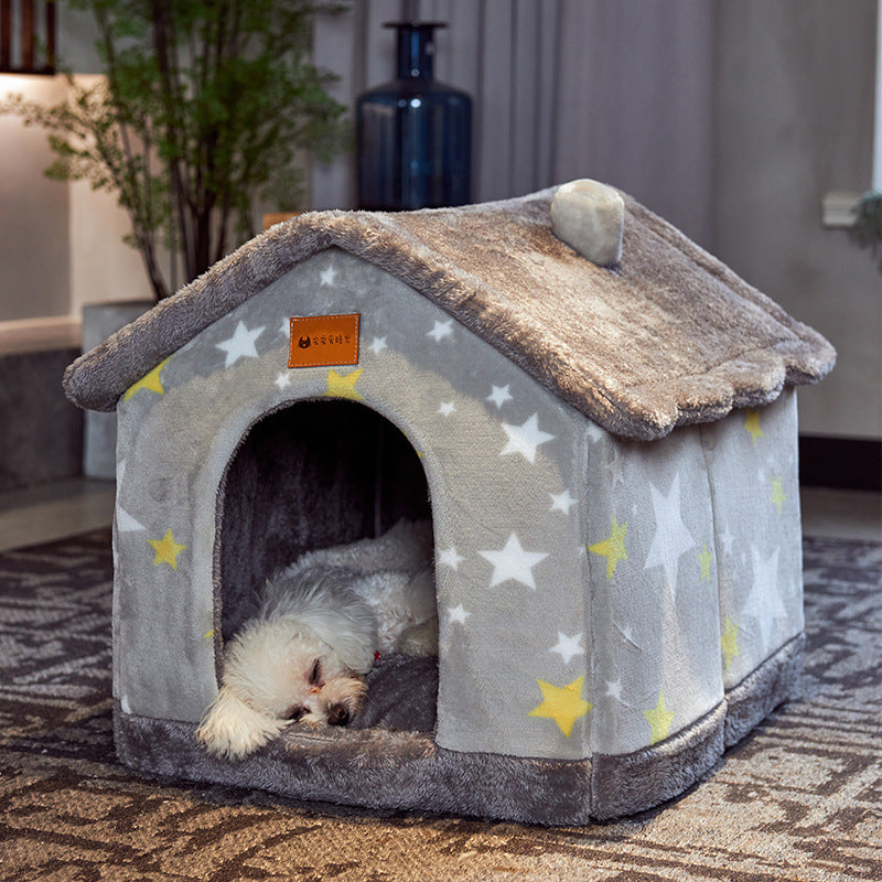 Foldable Pet Winter Villa Bed