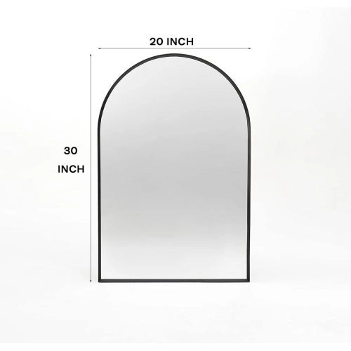 Black 20x30 Inch Metal Arch Bathroom Mirror