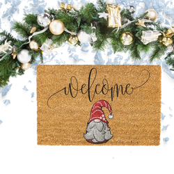 Welcome Christmas Gnome Coir Doormat