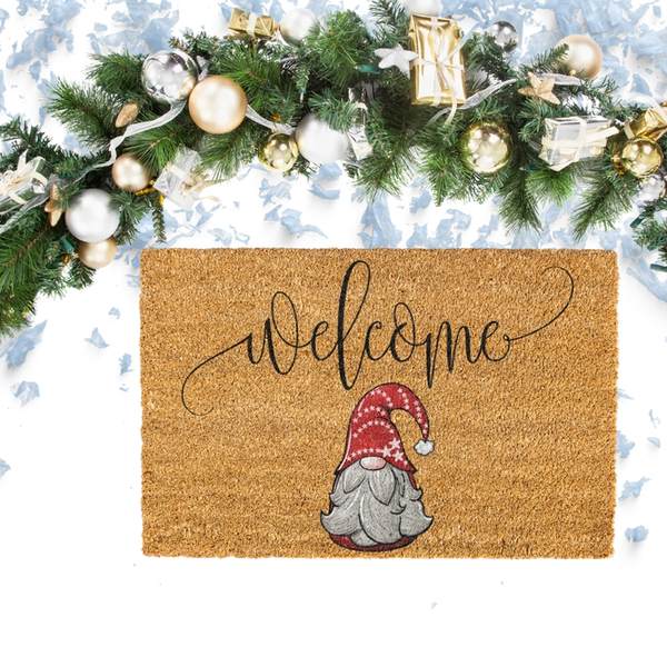 Welcome Christmas Gnome Coir Doormat