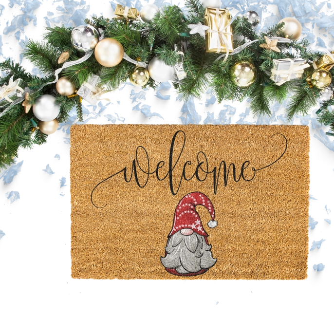 Welcome Christmas Gnome Coir Doormat