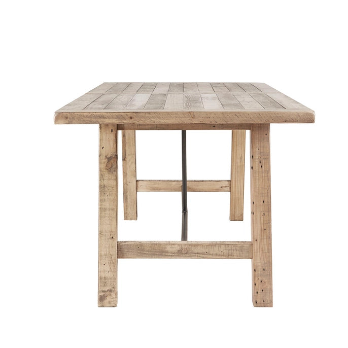 Reclaimed Natural Wood Dining Table with Metal Support