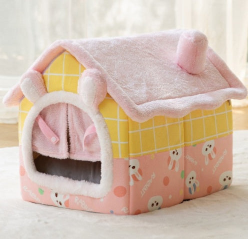 Foldable Pet Winter Villa Bed