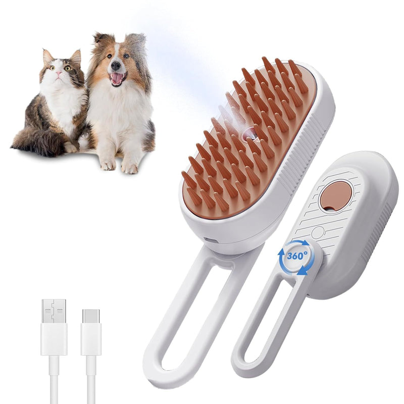 Cat Steam Brush For Shedding 3 In 1 Cat Steamy Brush Cleanser With Foldable Handle Pet Spa Brush For Cats Dogs Defur Comb For Cats Steam Brush For Cats Pet Spray Hair Removal Comb