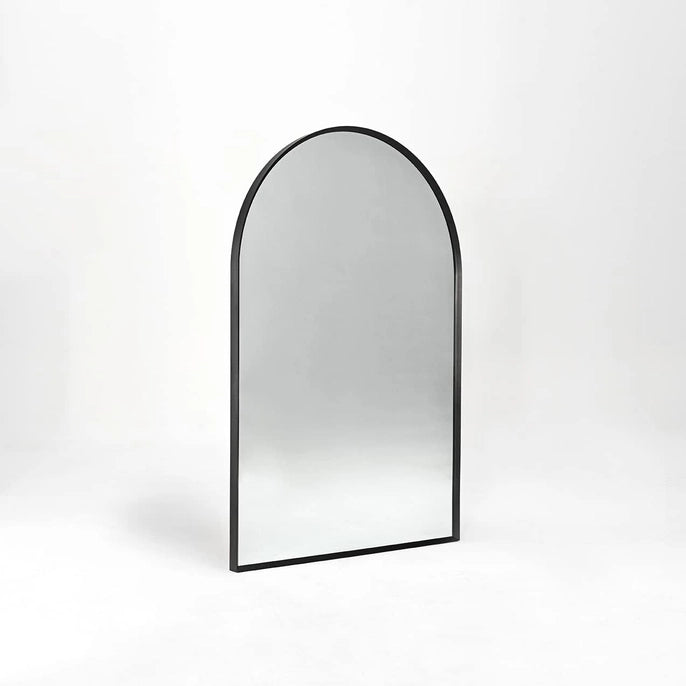 Black 20x30 Inch Metal Arch Bathroom Mirror